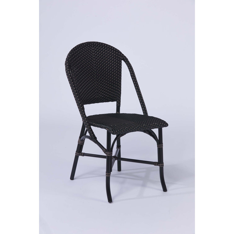Sofie Black Cappuccino Dot Armless Outdoor Dining Chair with Cushions