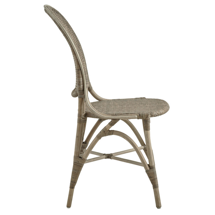 Taupe Grey Rattan Cane Side Chair