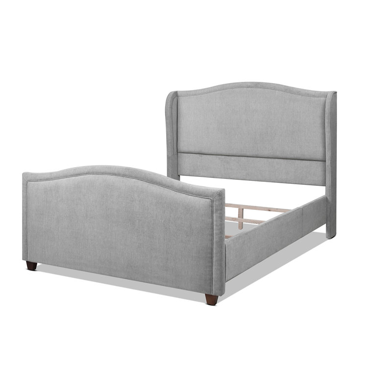 Carmen King Silver Grey Upholstered Pine Bed Frame