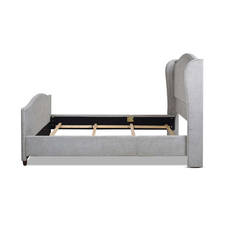 Carmen King Silver Grey Upholstered Pine Bed Frame