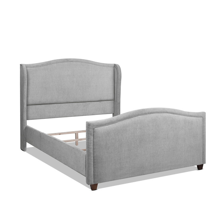 Carmen King Silver Grey Upholstered Pine Bed Frame