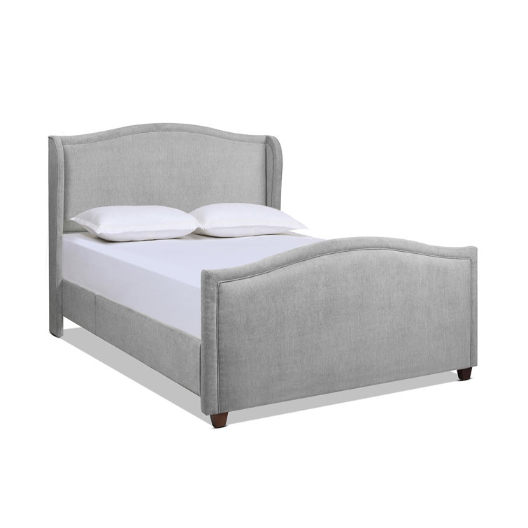 Carmen King Silver Grey Upholstered Pine Bed Frame