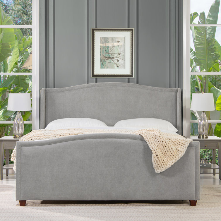 Carmen King Silver Grey Upholstered Pine Bed Frame