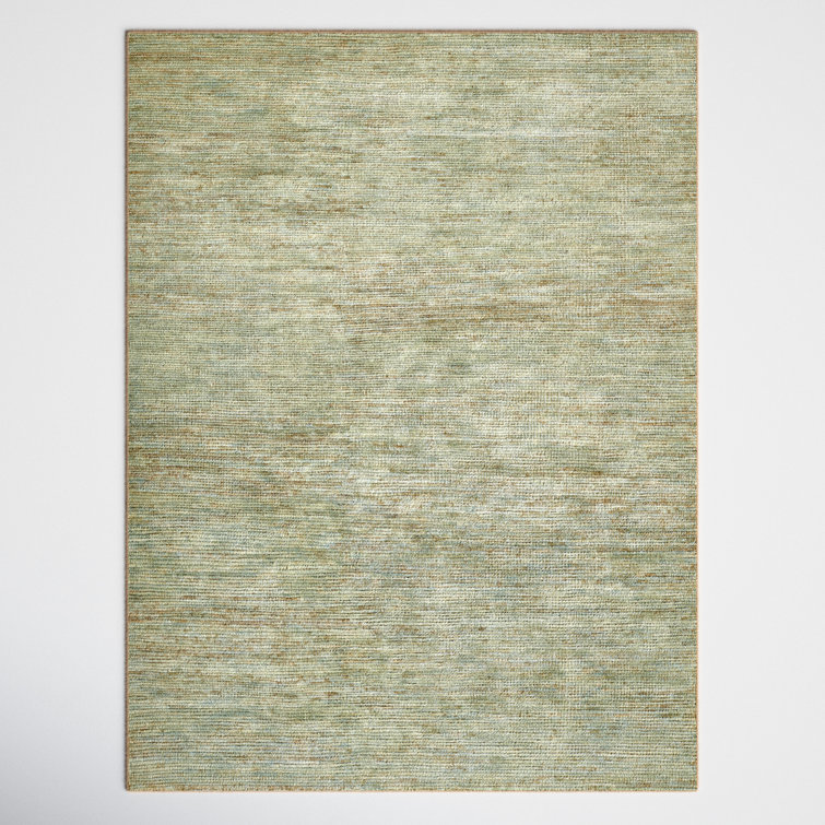 Sarina Green Hand-Knotted Cotton Abstract Rug 4' x 6'