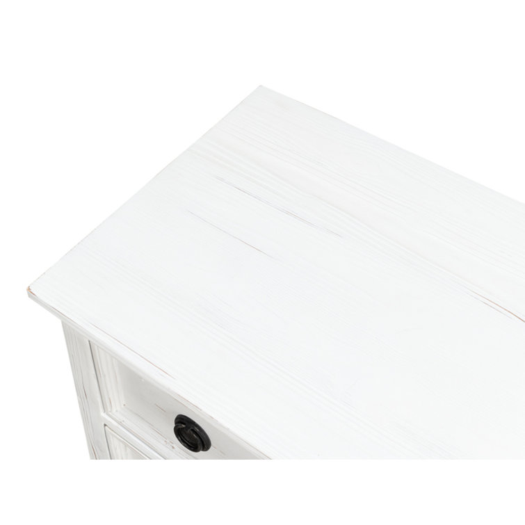 White Solid Wood 3-Drawer Accent Chest with Black Hardware