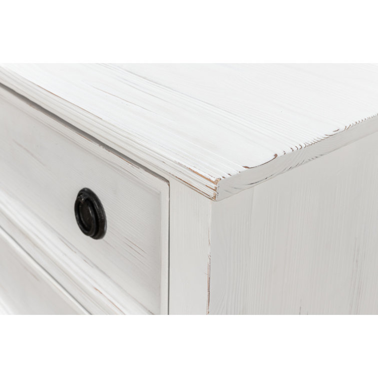 White Solid Wood 3-Drawer Accent Chest with Black Hardware