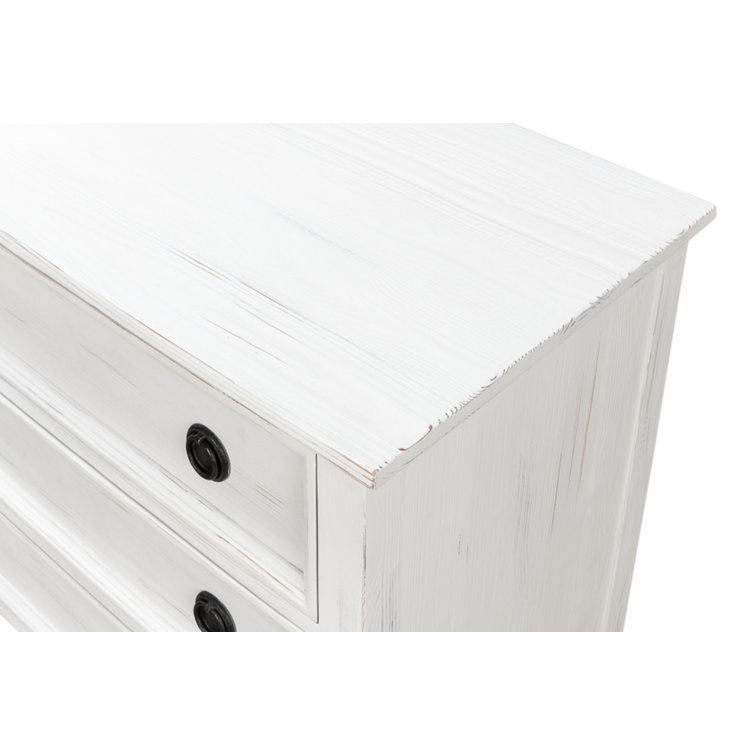 White Solid Wood 3-Drawer Accent Chest with Black Hardware