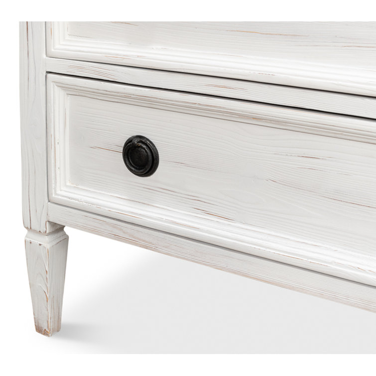 White Solid Wood 3-Drawer Accent Chest with Black Hardware