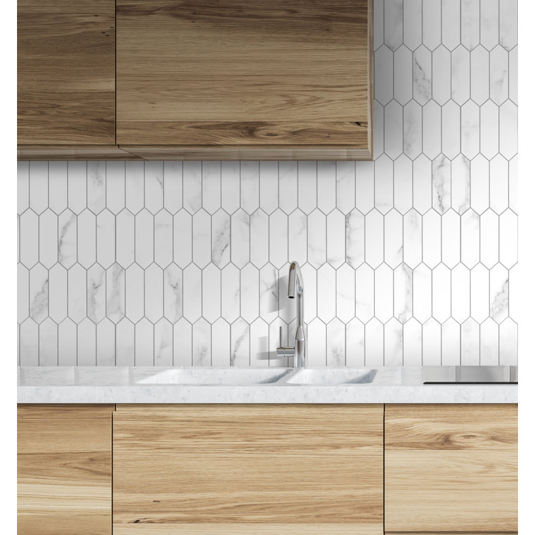 Marble White Hexagonal Stone Composite Peel & Stick Mosaic Tile