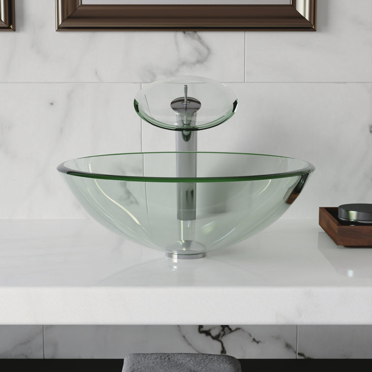 Crystal Clear Glass Circular Vessel Bathroom Sink