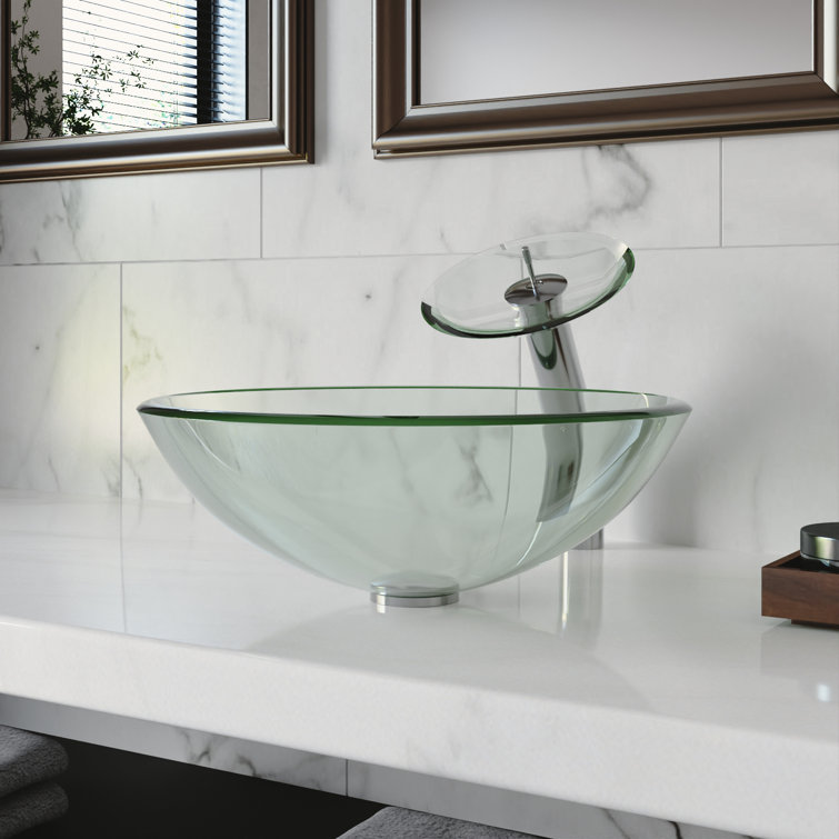 Crystal Clear Glass Circular Vessel Bathroom Sink
