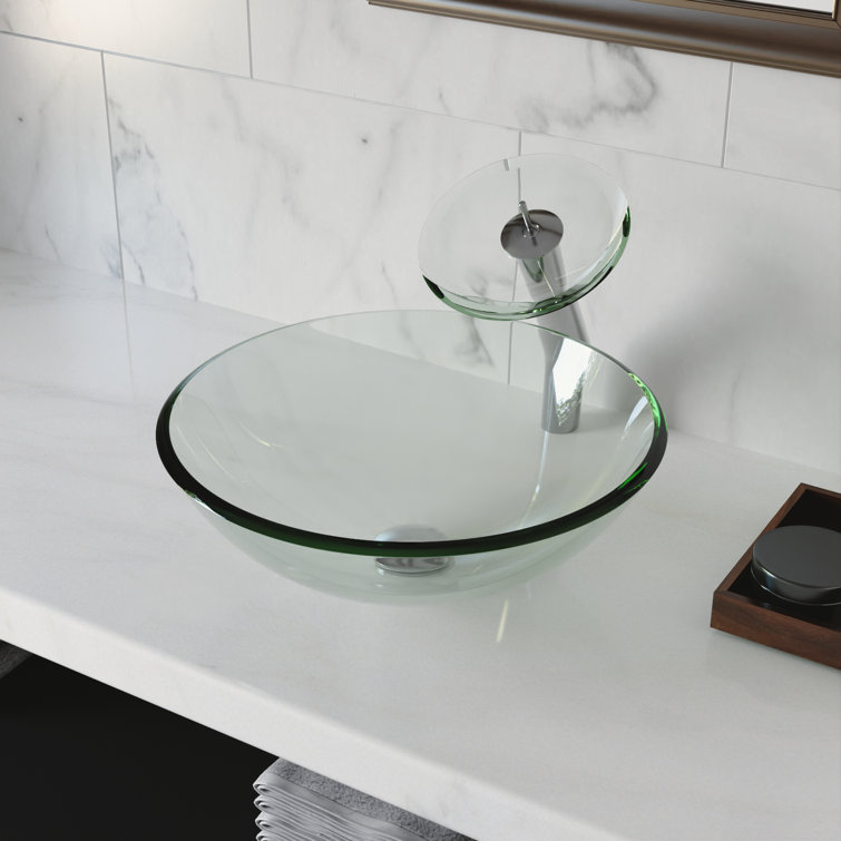 Crystal Clear Glass Circular Vessel Bathroom Sink