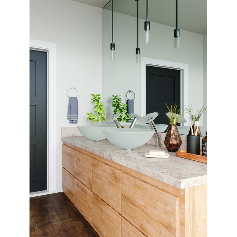 Frosted White Glass Circular Vessel Bathroom Sink