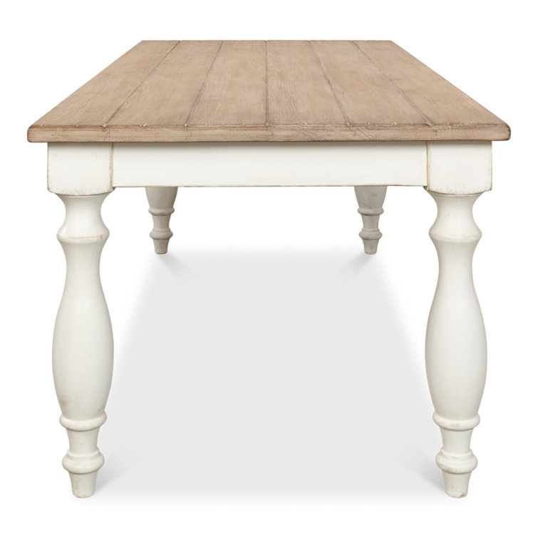Natural Pine and White Farmhouse Rectangular Dining Table