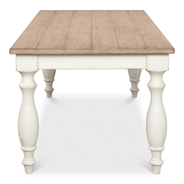 Natural Pine and White Farmhouse Rectangular Dining Table