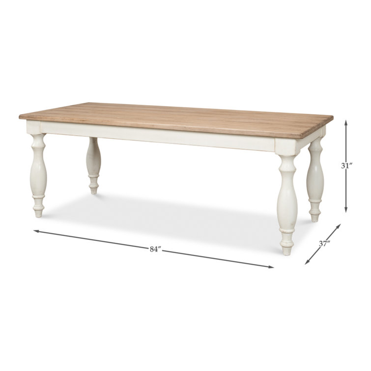 Natural Pine and White Farmhouse Rectangular Dining Table