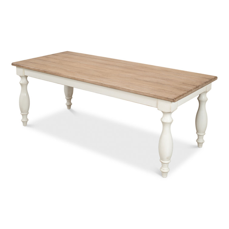 Natural Pine and White Farmhouse Rectangular Dining Table