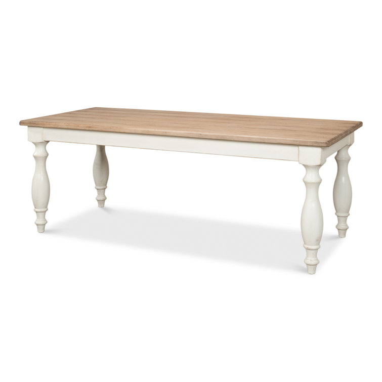 Natural Pine and White Farmhouse Rectangular Dining Table