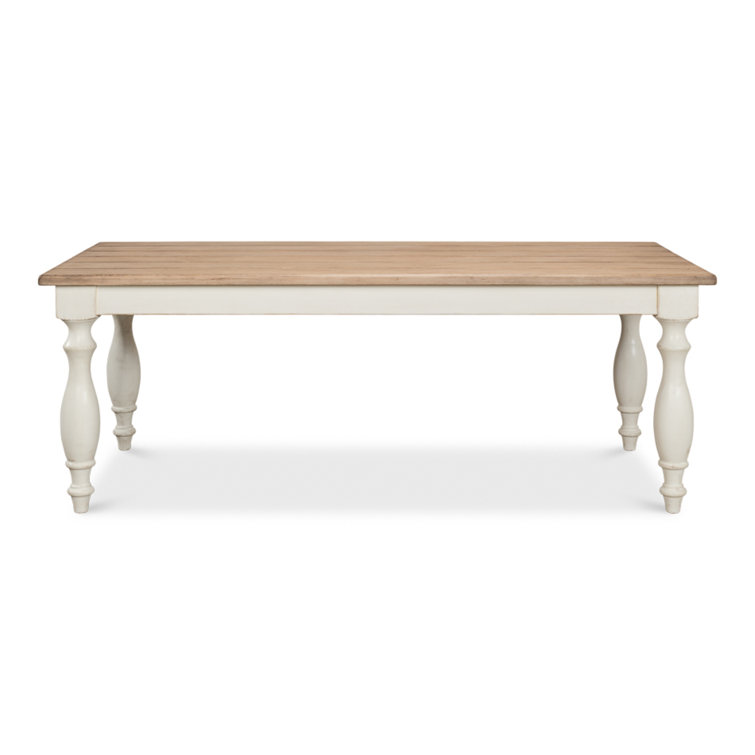 Natural Pine and White Farmhouse Rectangular Dining Table