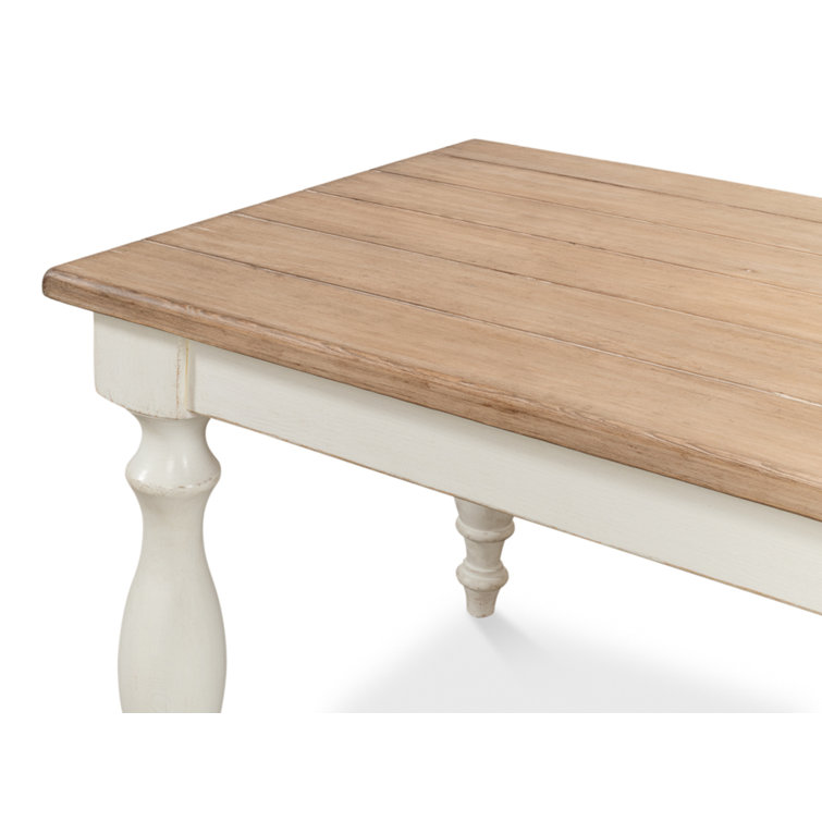 Natural Pine and White Farmhouse Rectangular Dining Table