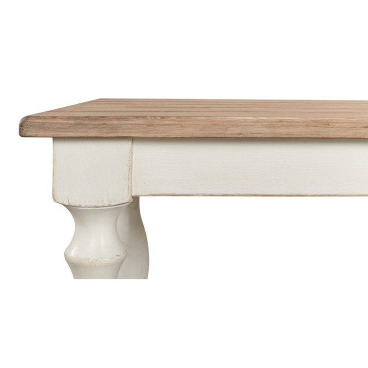 Natural Pine and White Farmhouse Rectangular Dining Table