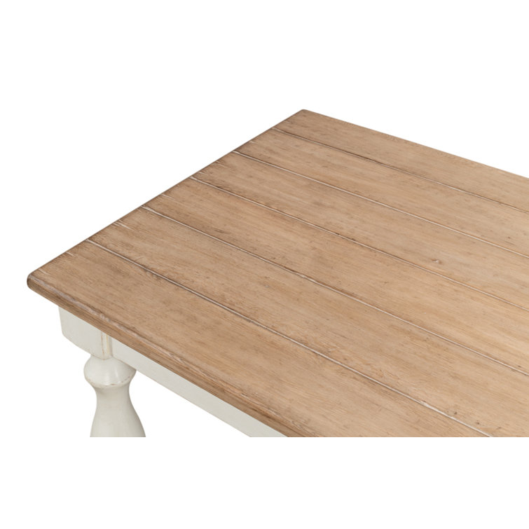 Natural Pine and White Farmhouse Rectangular Dining Table