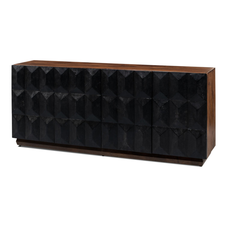 Megan 81'' Black and Brown Solid Wood Sideboard