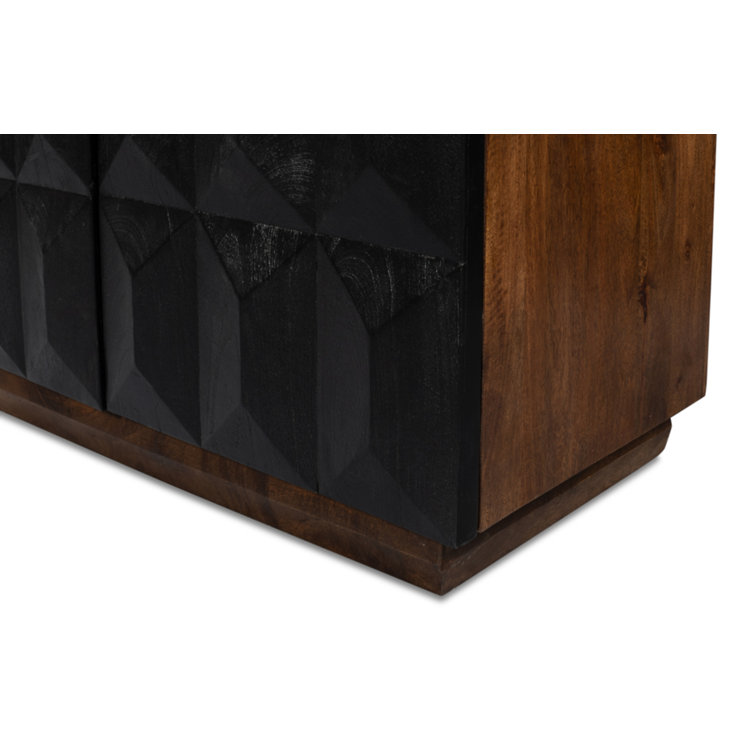 Megan 81'' Black and Brown Solid Wood Sideboard