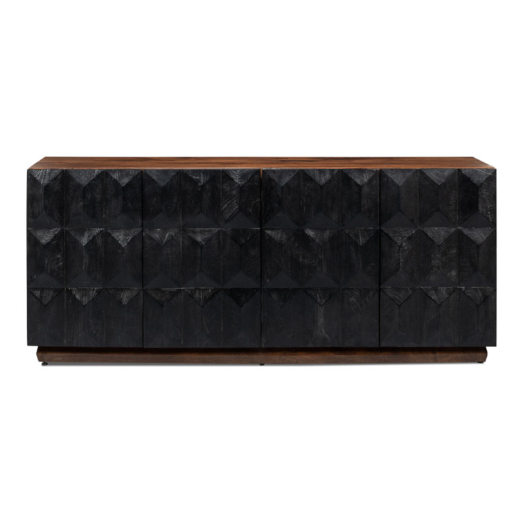 Megan 81'' Black and Brown Solid Wood Sideboard