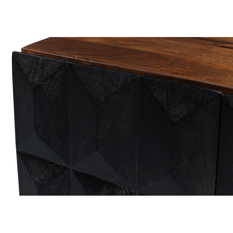 Megan 81'' Black and Brown Solid Wood Sideboard