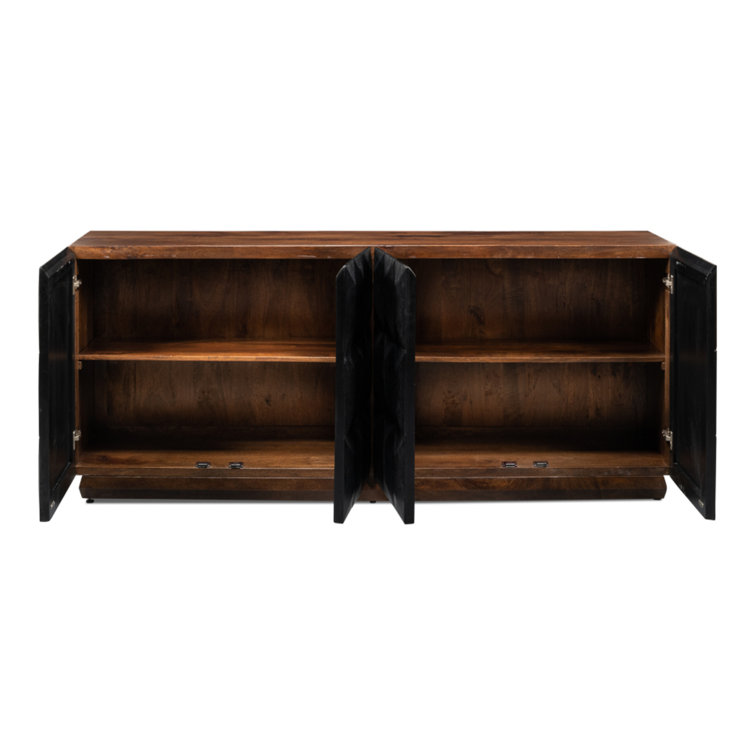 Megan 81'' Black and Brown Solid Wood Sideboard