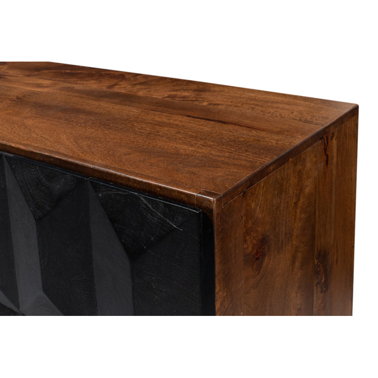 Megan 81'' Black and Brown Solid Wood Sideboard