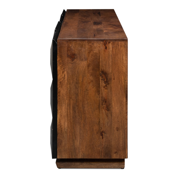 Megan 81'' Black and Brown Solid Wood Sideboard