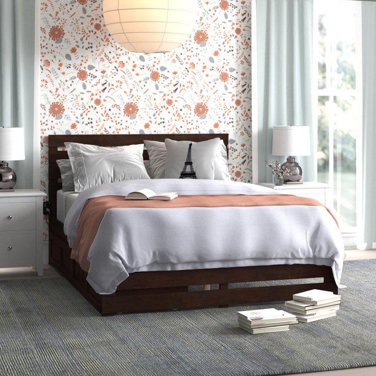 Espresso Queen Wood Frame Bed with Storage Drawers and Slats