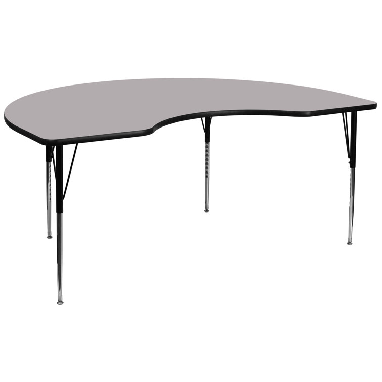 Gray Kidney Shaped Adjustable Laminate Activity Table