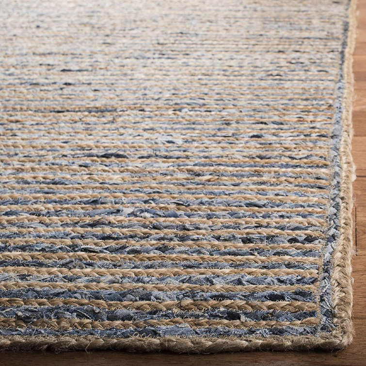 Coastal Breeze Blue Handwoven Jute Runner Rug - 27" x 8"