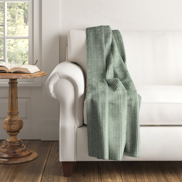 Seaglass Cotton Knitted Machine Washable Throw Blanket
