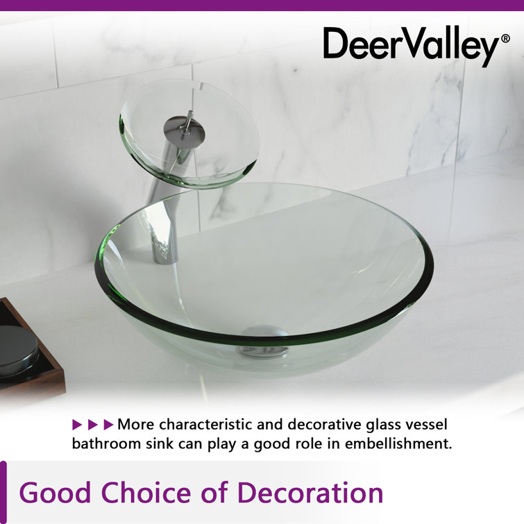 Crystal Clear Glass Circular Vessel Bathroom Sink