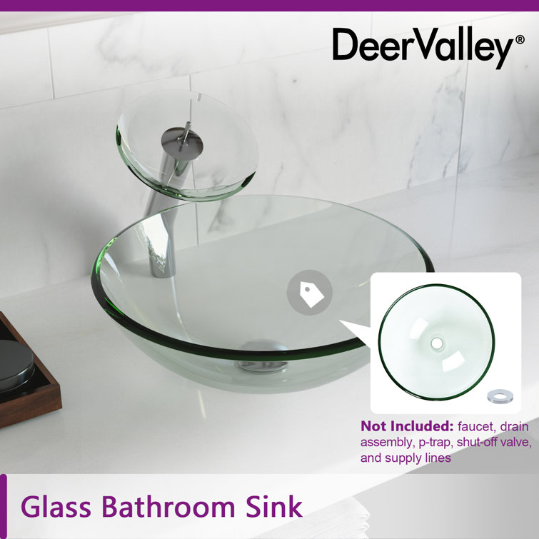 Crystal Clear Glass Circular Vessel Bathroom Sink