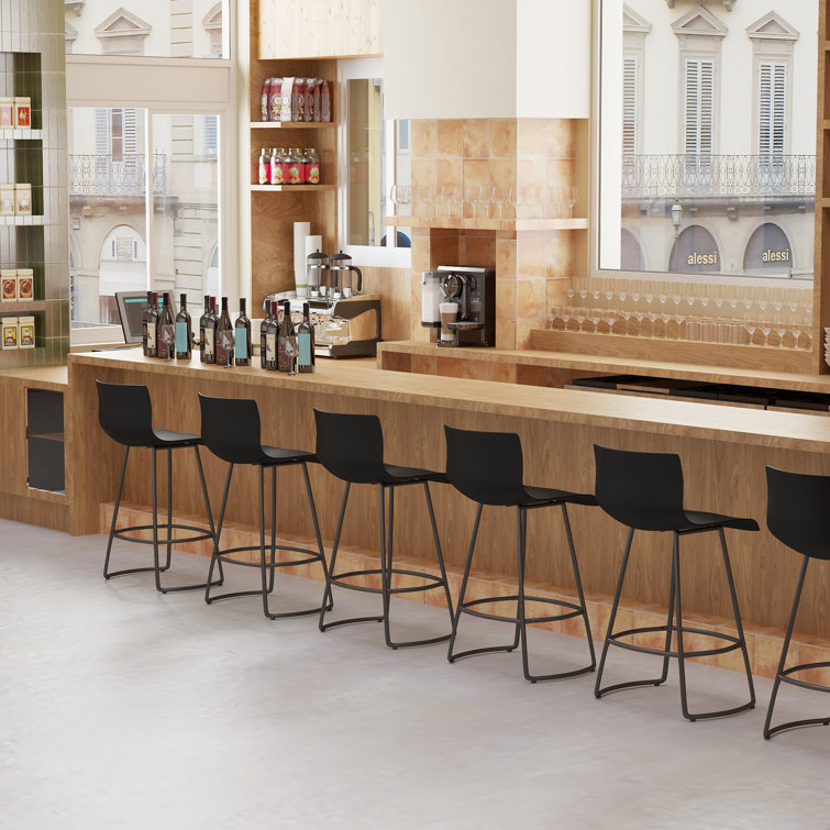 Black Acrylic and Metal Swivel Counter Stools, Set of 4