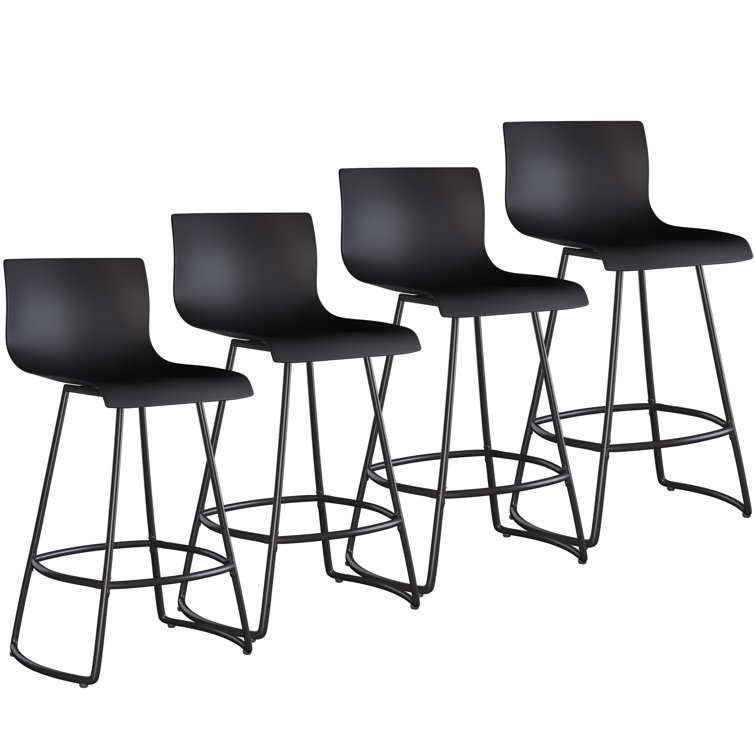 Black Acrylic and Metal Swivel Counter Stools, Set of 4
