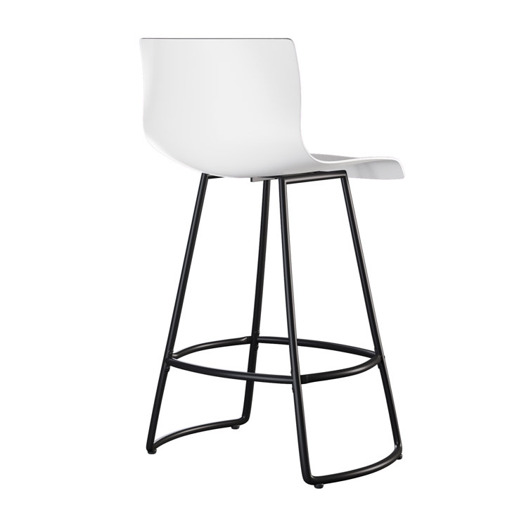 White Acrylic Swivel Bar Stools with Steel Frame, Set of 4