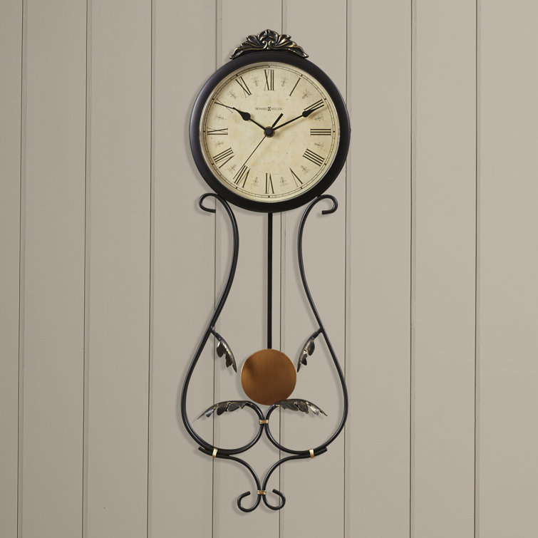 Charcoal Gray and Gold Iron Pendulum Wall Clock