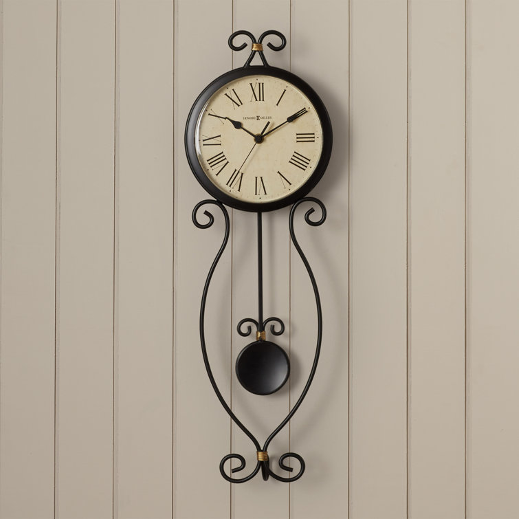 Ivana Antique Black and Gold Wrought-Iron Wall Clock