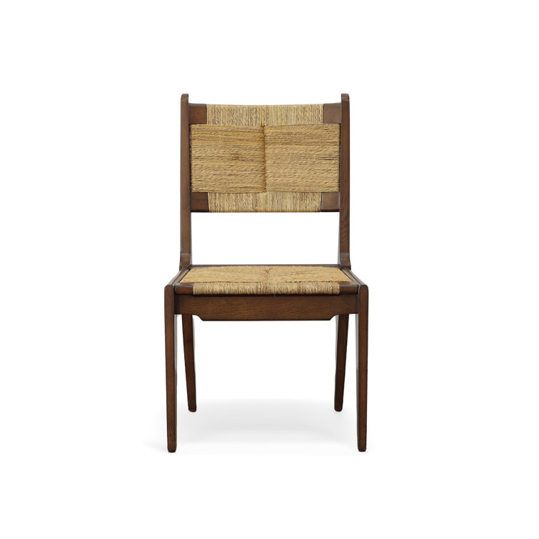 Karlie Casual Seagrass Solid Wood Low Side Chair in Brown