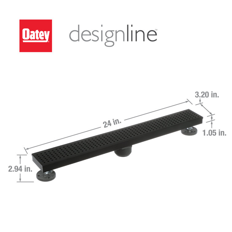 Matte Black Stainless Steel Linear Shower Drain Cover, 24 Inches