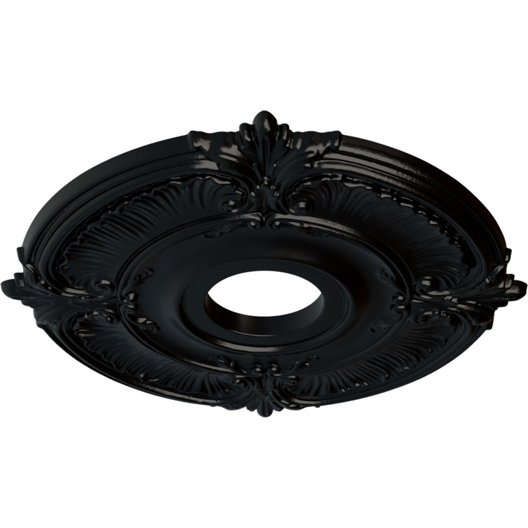 Jet Black Hand-Painted Urethane Ceiling Medallion, 18"
