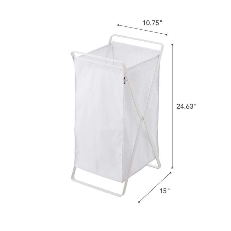 Collapsible Upright Tower Laundry Hamper in White Steel