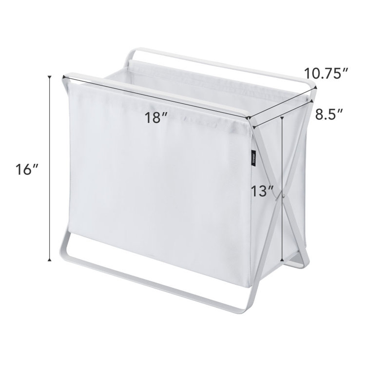 Compact White Steel Collapsible Frame Laundry Hamper