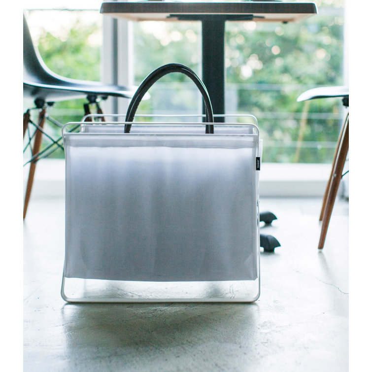 Compact White Steel Collapsible Frame Laundry Hamper